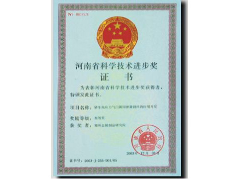 Award of Henan Metallurgical technology progress 
